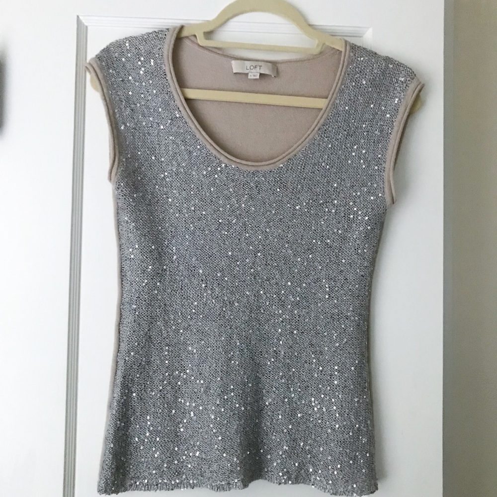 Loft | Shimmer Cap Sleeve Knit Top